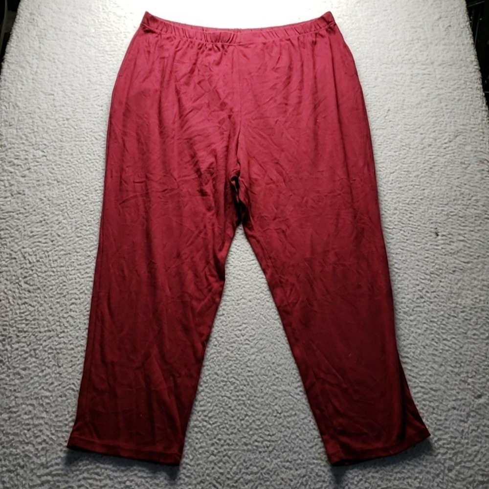 Woman Within Pants Womens 3X Red Jersey Sweatpants Pull On Elastic Waist Casual
